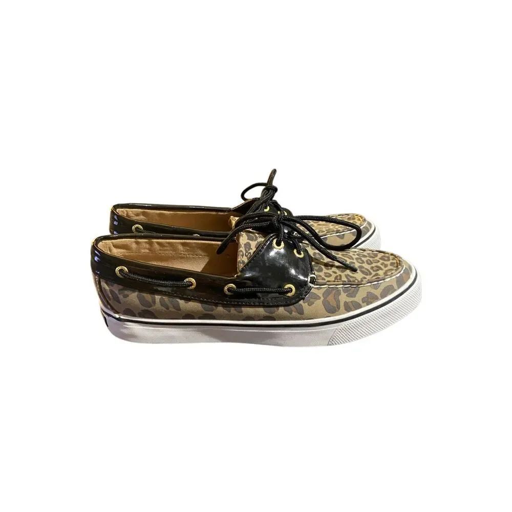Sperry women’s Topsider Biscayne leopard print boot shoes 8